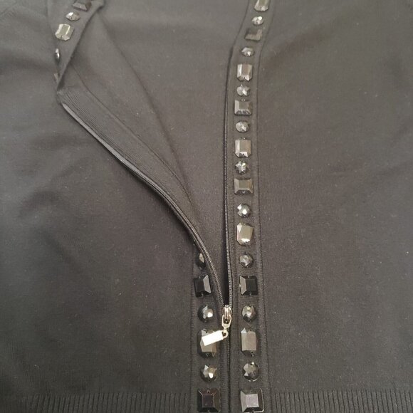 CACHE Women Size Medium Silk Beaded Cardigan Sweater Citycore Holiday Party Y2K - Picture 14 of 16